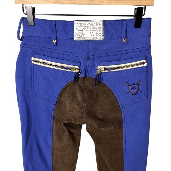 Horseware of Ireland Riding Pants Blue Brown Size 24 Horseback - Picture 6 of 6